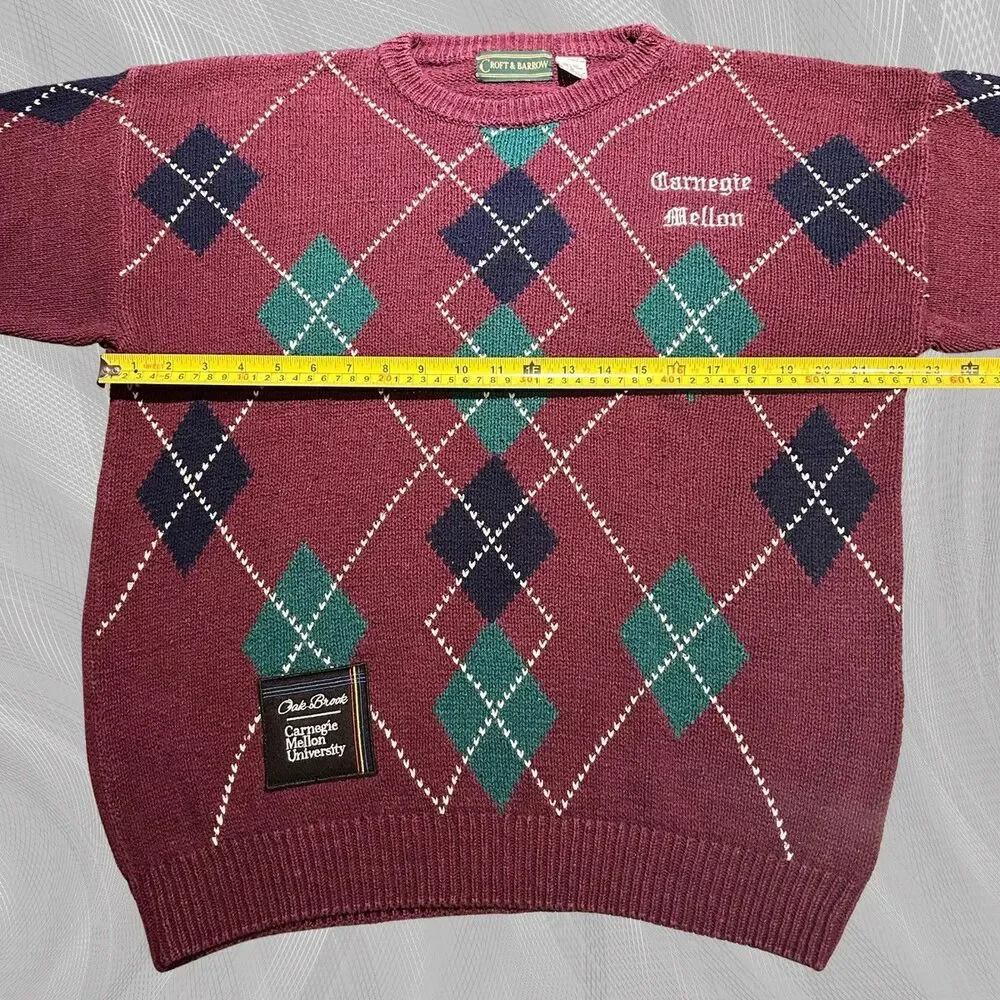 Oak Brook x Carnegie Mellon University Upcycled Tartan Plaid Sweater Size Medium